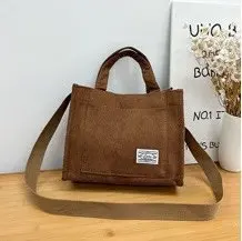 Corduroy Small Square Shoulder Bag – Trendy Women’s Large-Capacity Handbag, Ideal for Students, Shopping, Work & Travel