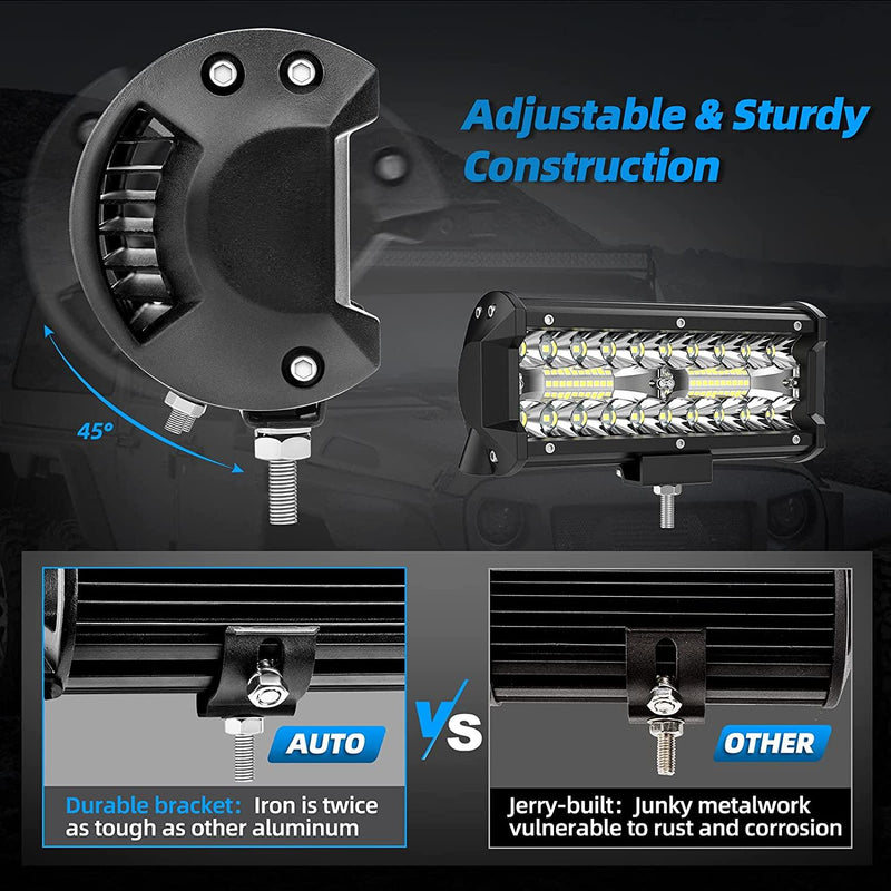 2PCS 7 Inch 240W 24000LM LED Light Bar - High Intensity LED Pods for Off-Road, Truck, Jeep, and More