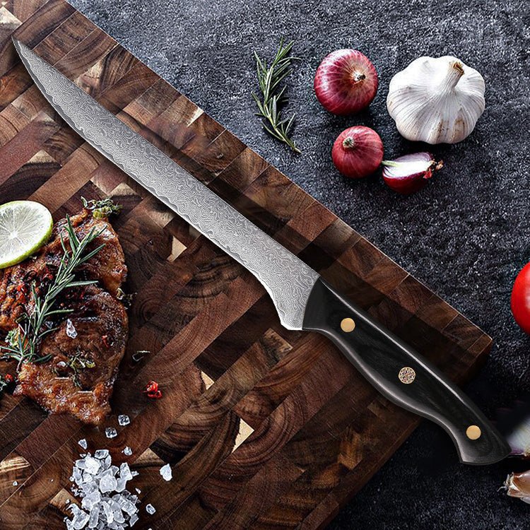 4-Piece Damascus Chef Knife Set With Triple Riveted Wood Handle