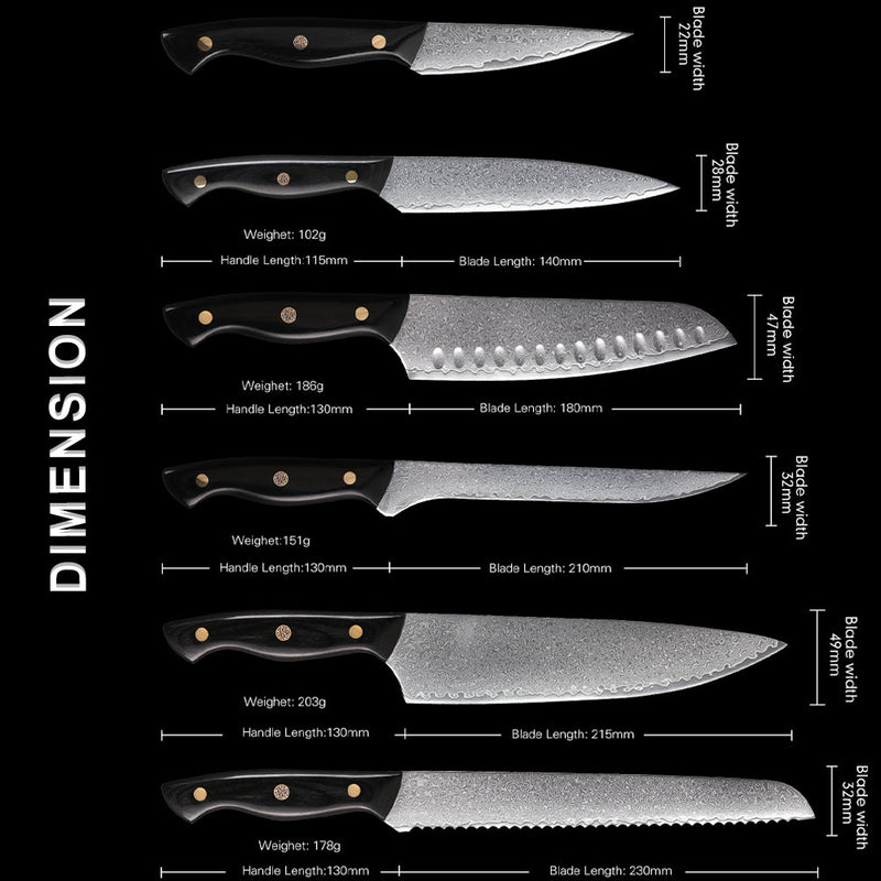 4-Piece Damascus Chef Knife Set With Triple Riveted Wood Handle