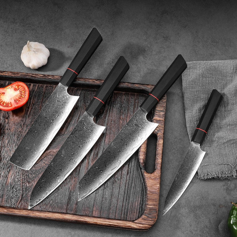 4-Piece Damascus Steel Kitchen Knife Set