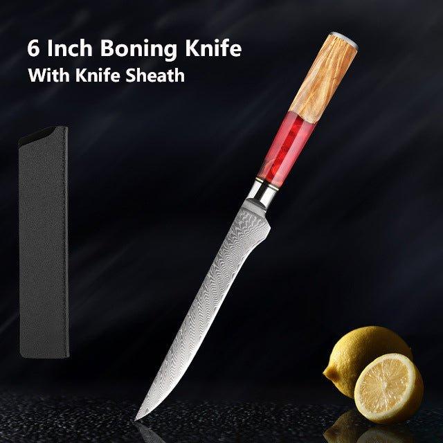 4 Piece Japanese Damascus Chef Knife Set