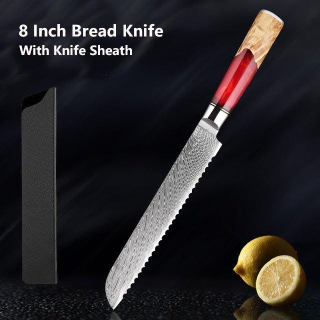 4 Piece Japanese Damascus Chef Knife Set