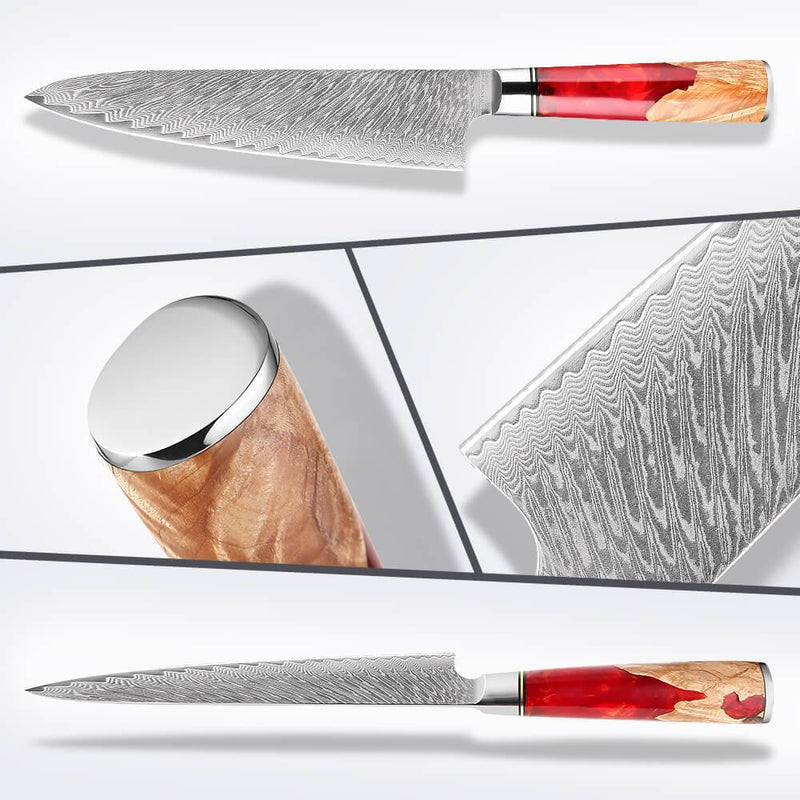 4 Piece Japanese Damascus Chef Knife Set
