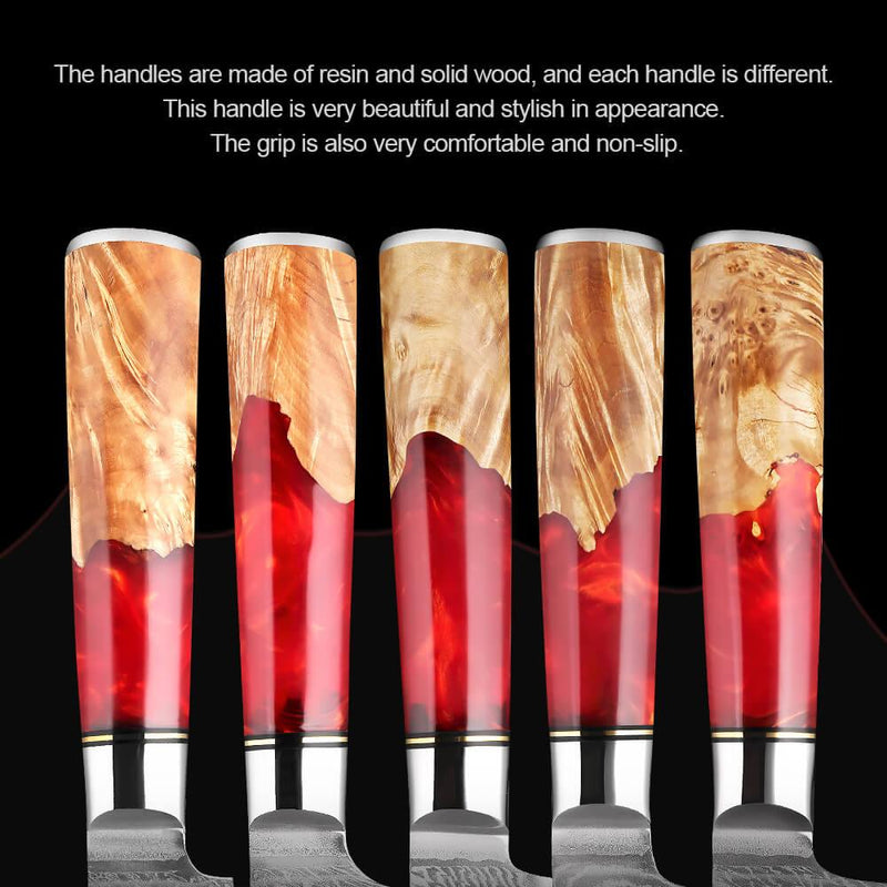4 Piece Japanese Damascus Chef Knife Set