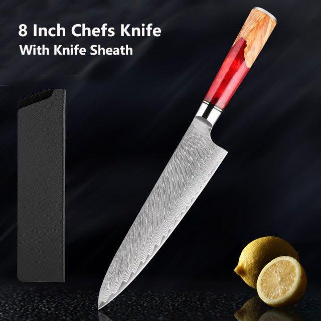 4 Piece Japanese Damascus Chef Knife Set