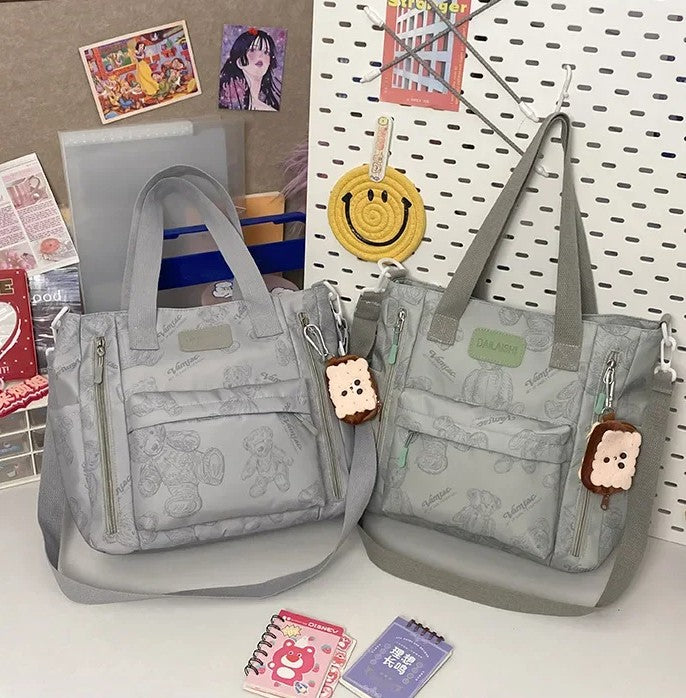 Bear Print Multi-Compartment Backpack Purse – Stylish & Spacious Nurse, Teacher & Laptop Bag