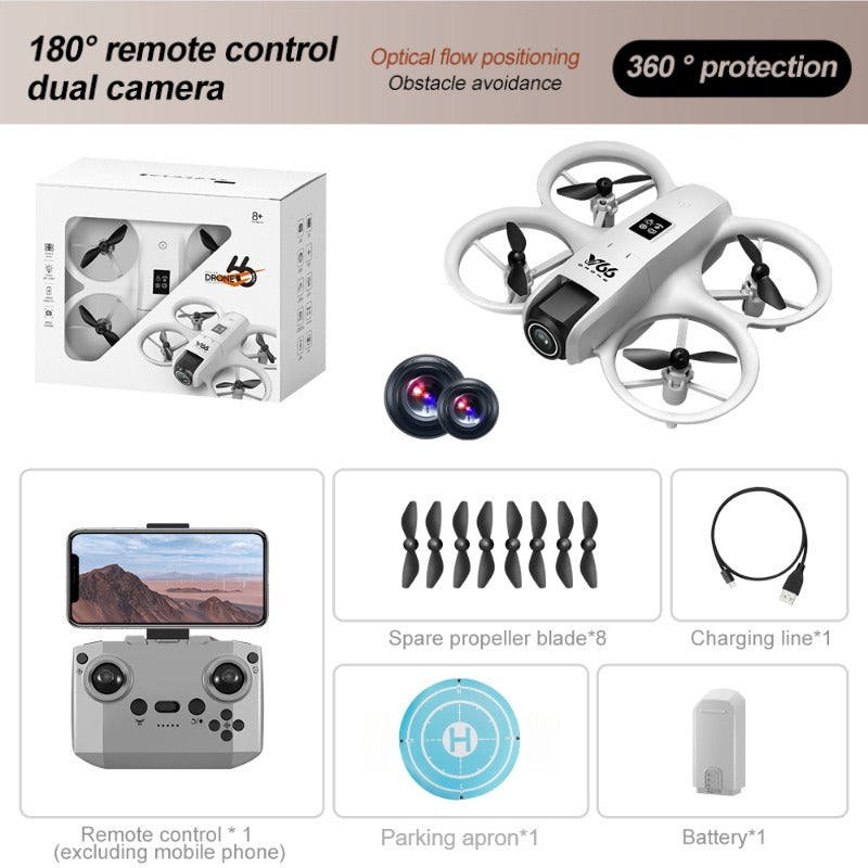 V66 Drone - High-Definition Dual Camera, LED Lights, Safety Design, Flow Tracking, Smart Obstacle Avoidance, Headless Mode, One-Click Return, WiFi Pathway Flight, 2.4GHz Interference-Free Technology, Four-Channel Hexagon Gyroscope, Real-Time Image Transmi