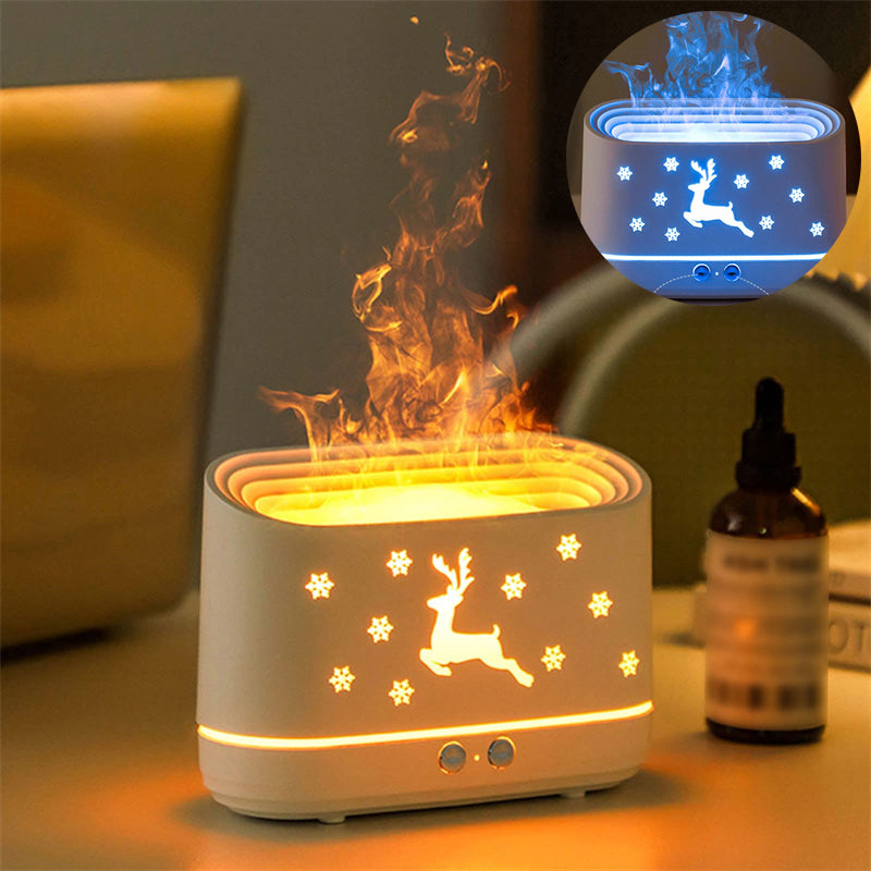 Christmas Elk Flame Humidifier Oil Diffuser