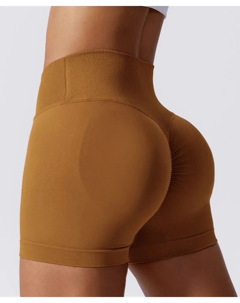 Tight Hip High-Waist Yoga Shorts – Seamless Quick-Dry Gym Tights for a Sculpted, Sexy Workout Look
