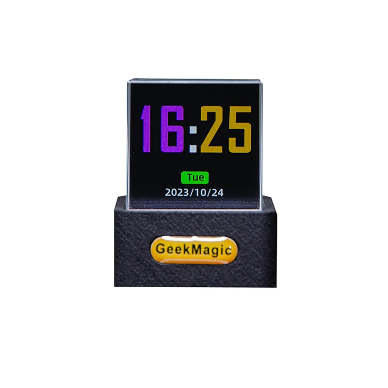 Smart Weather Station with Digital Clock - Glass Cube Holographic Photo Display & Animated GIF Album for Stylish Modern Desktops
