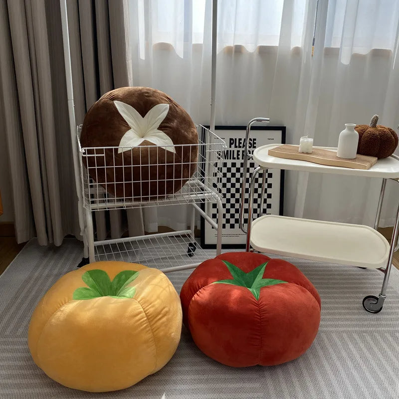 Tomato-Shaped Cushion – Thickened Round Pillow for Window Seat or Bedroom with a Fun Vegetable Design