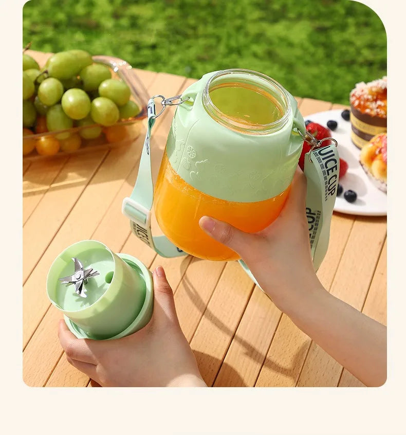 Electric Fruit Juicer – 800ml 10-Blade USB Rechargeable Smoothie & Shake Mixer