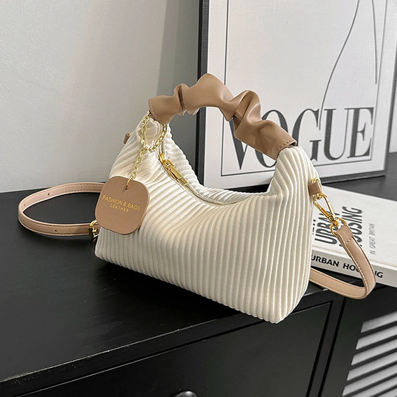 PU Leather Pleated Cloud Crossbody Bag – Small Tote Purse for Chic & Casual Everyday Style