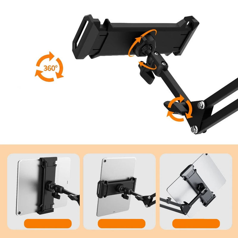 Rotatable Tablet Bed Stand – Long Arm Holder for iPad, Samsung & Xiaomi Tablets (4-12.9”) for Comfortable Viewing in Any Position
