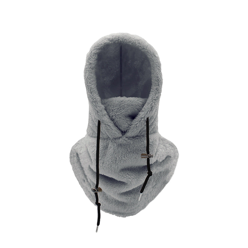 With hood in Sherpa