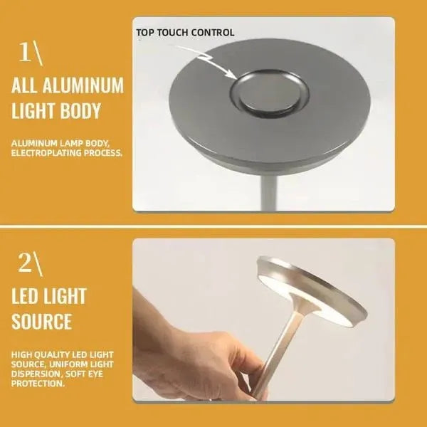 Wireless Table LED Lamp - Best Cordless Nightstand Light for Reading & Bedside, Battery Operated