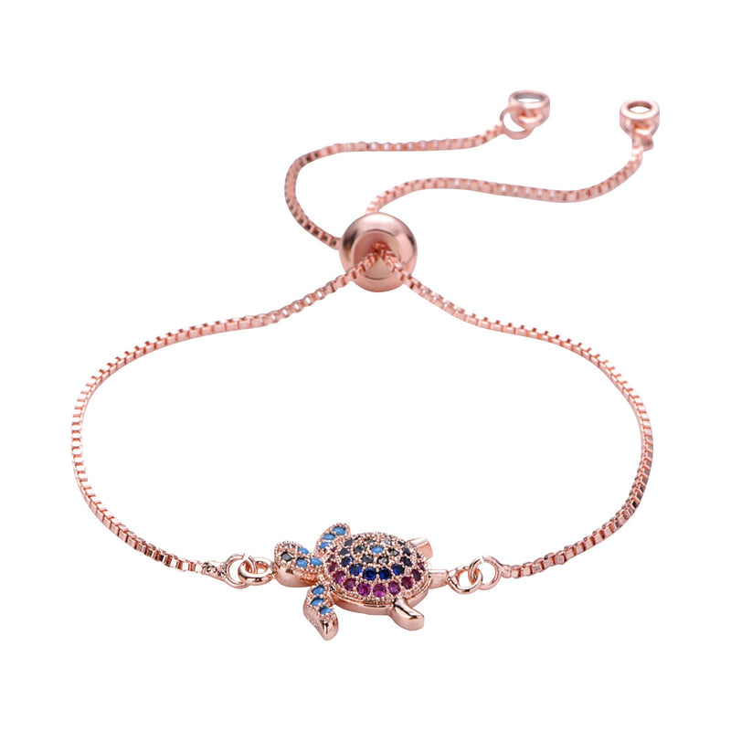 Silver Love Heart Turtle Bracelet – Stainless Steel Lucky Charm Jewelry Gift for Stylish, Romantic Women