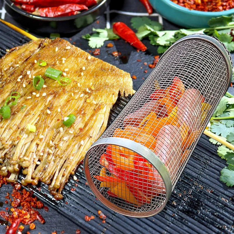 Stainless Steel BBQ Grill Basket – Leakproof, Easy-Clean Must-Have for Camping, Picnics & Outdoor Grilling Fun