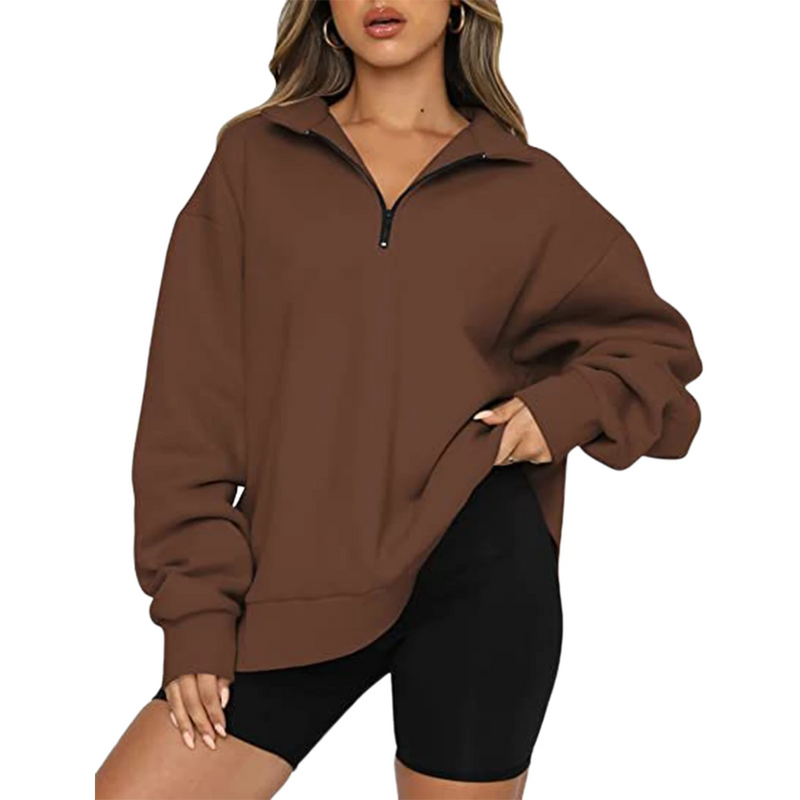 Oversized Women Pullover Sweatshirt – Warm Y2K Hoodie with Turn-Down Collar for Cozy Streetwear Glam