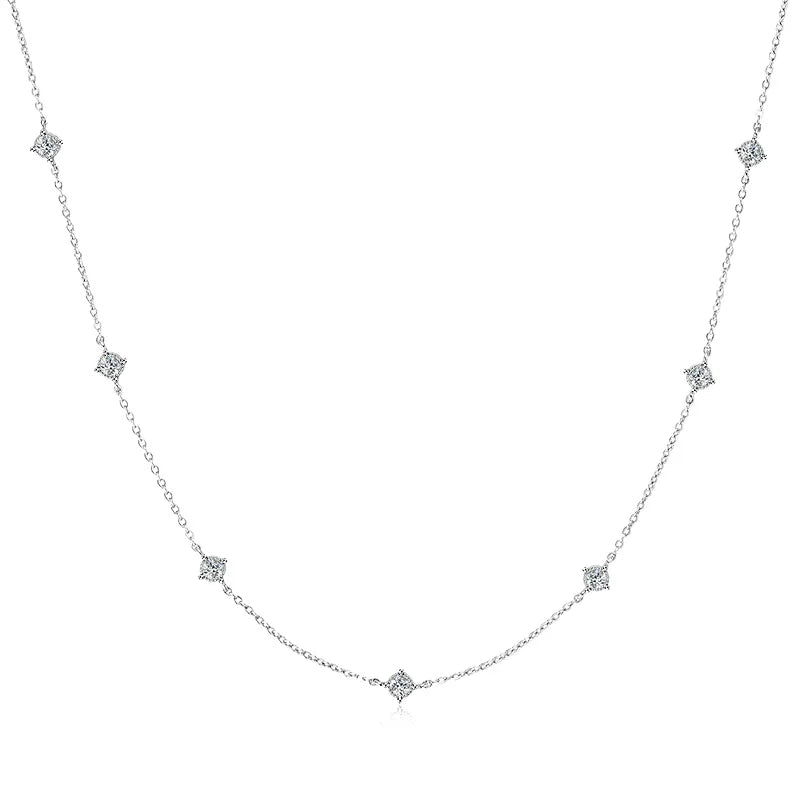 Fashion Round Moissanite Choker – 3mm 925 Sterling Silver Clavicle Necklace for Girls, Elegant Jewelry Gift