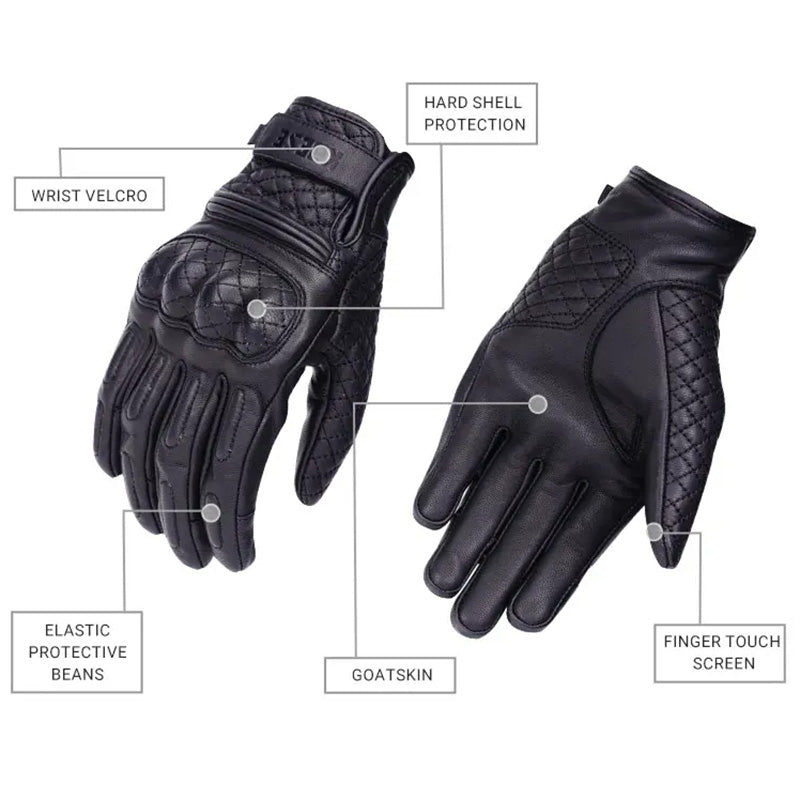 Waterproof Real Leather Motorcycle Gloves - Touchscreen & Protective