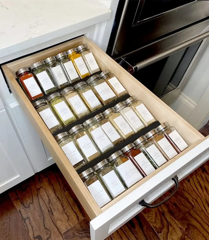 Acrylic Spice Drawer Organizer – Space-Saving Kitchen Storage with 4/8 Tier Drawers