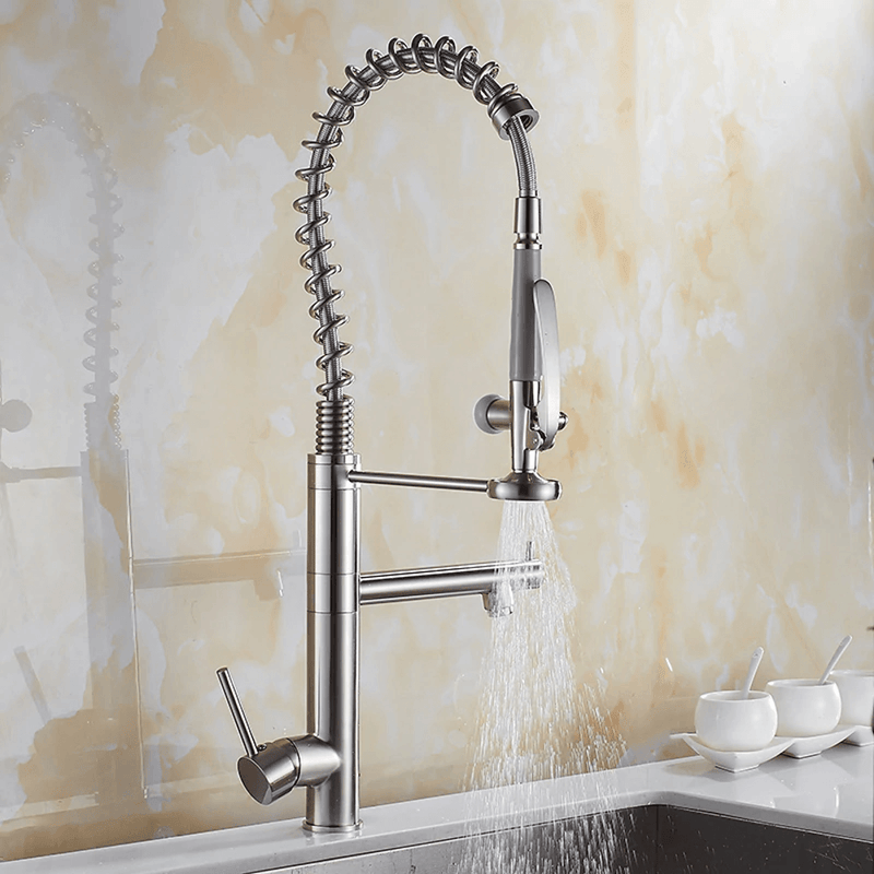 Professional Pull Down Spray Dual Handle Swivel Spout Kitchen Faucet