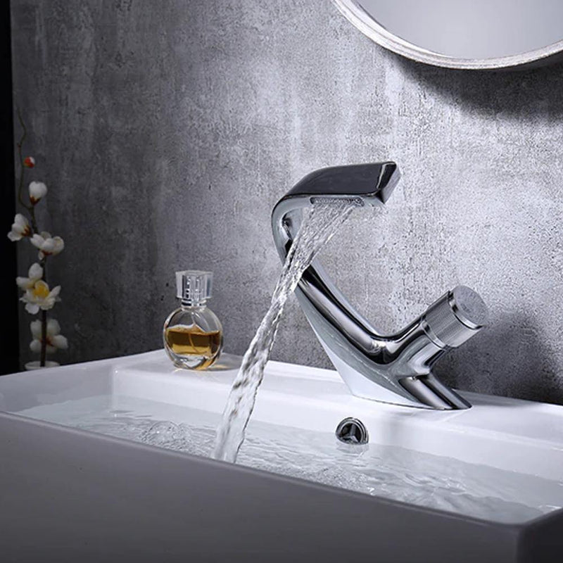 Bathroom Sink Faucet Mixer Crane Deck Mounted Single Hole