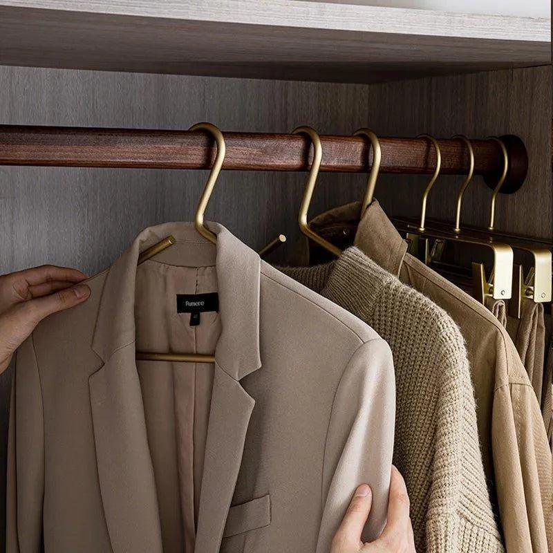 5 pcs Solid Matte Gold/Silver Clothes Coat Hanger │ Seamless Metal Wardrobe Organizer