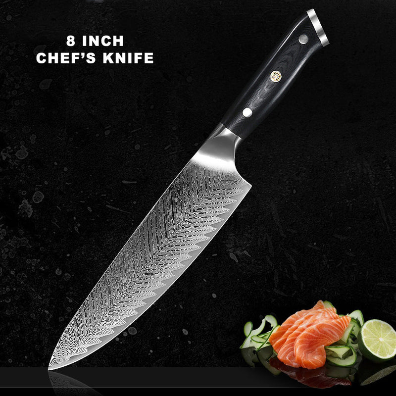 5-Piece Damascus Chef Knife Set with Carry Bag