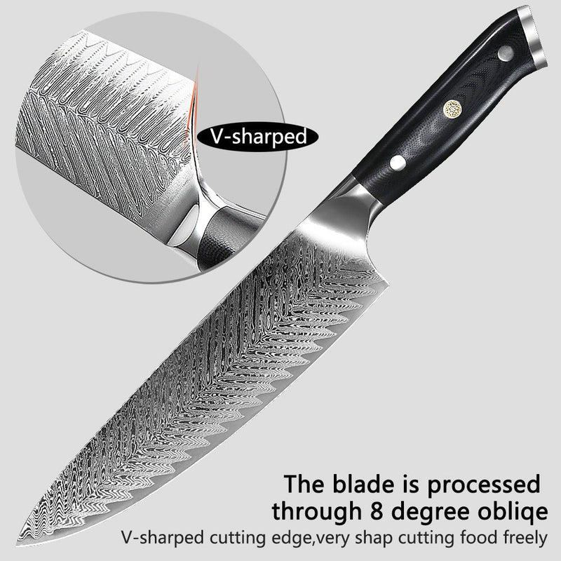 5-Piece Damascus Chef Knife Set with Carry Bag