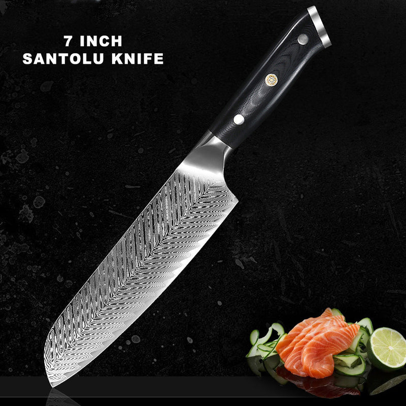 5-Piece Damascus Chef Knife Set with Carry Bag