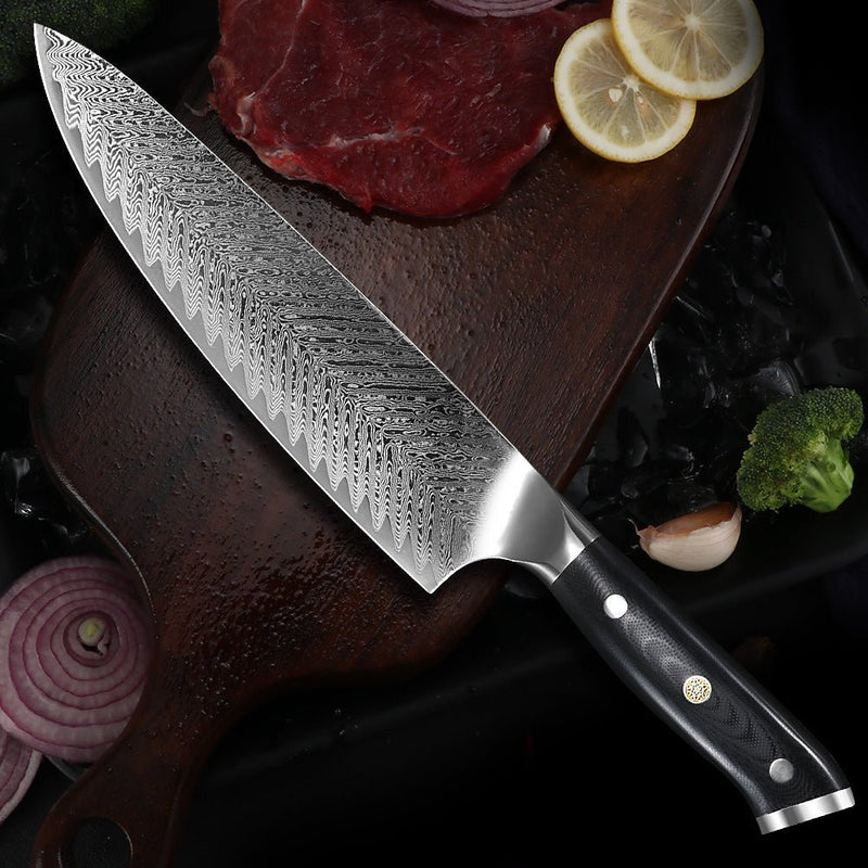 5-Piece Damascus Chef Knife Set with Carry Bag