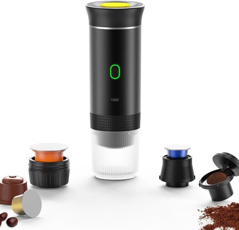 Portable Electric Espresso Coffee Maker – 3-in-1 Capsule and Powder Machine for Fresh Brew Anytime While Traveling or Driving