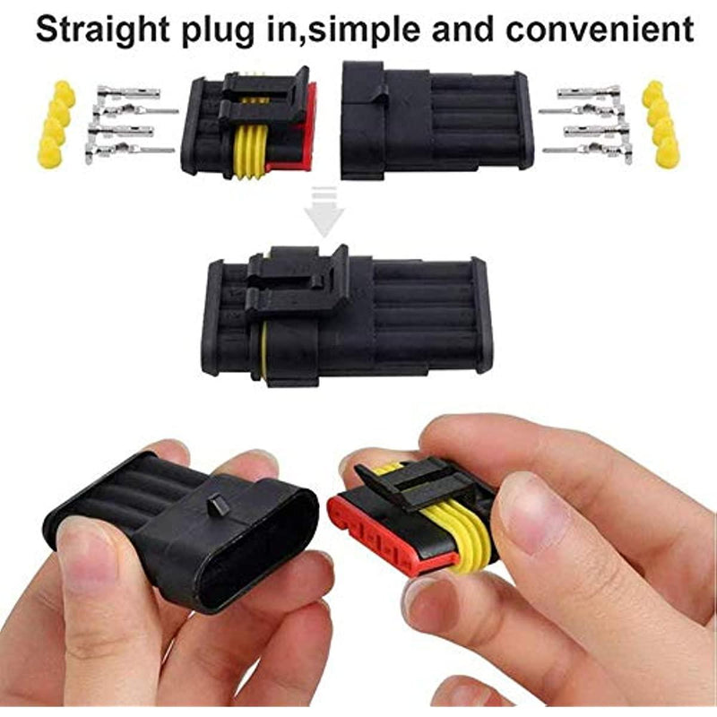 352Pieces Waterproof Wire Connectors Terminals - Automotive Motorcycle Car Truck Boat Electrical Connectors Plug Kit, 1 2 3 4 Pin Harness