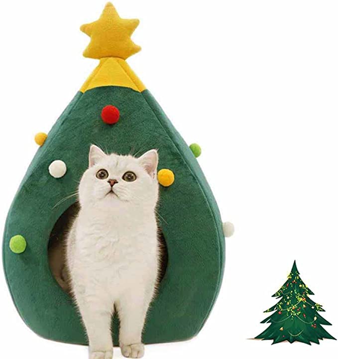 Christmas Tree Shaped Cat Bed