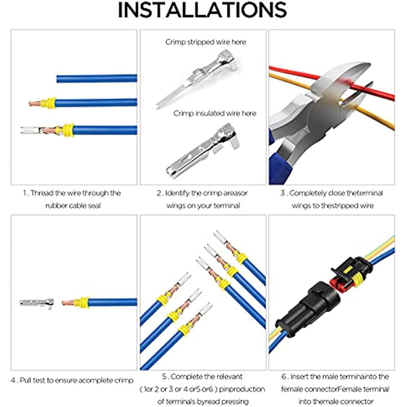 352Pieces Waterproof Wire Connectors Terminals - Automotive Motorcycle Car Truck Boat Electrical Connectors Plug Kit, 1 2 3 4 Pin Harness