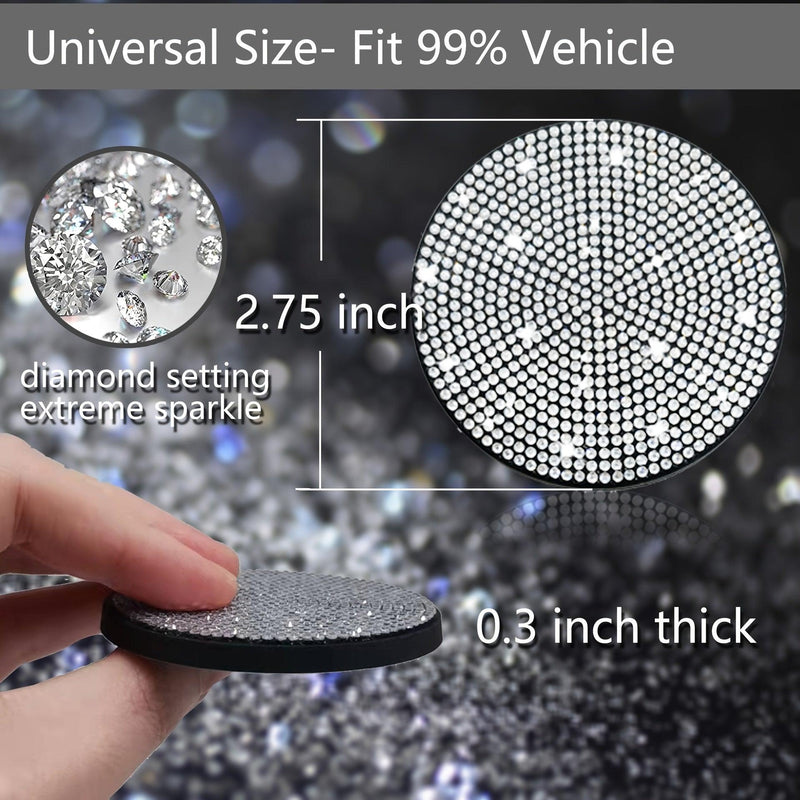 2PCS Multi-functional ArtifDiamond Car Coasters Water Cup Slots Non-slip Pads Silicone Pads Cup Holder Pads Car Gadgets Glitter Car Accessories Women