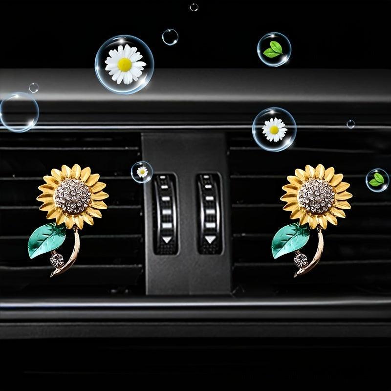 1pc Sunflower Air Outlet Decoration Ornaments Solid Perfume Air Outlet Car Aromatherapy Inside The Automovtive Air Freshener Car Accessories Women