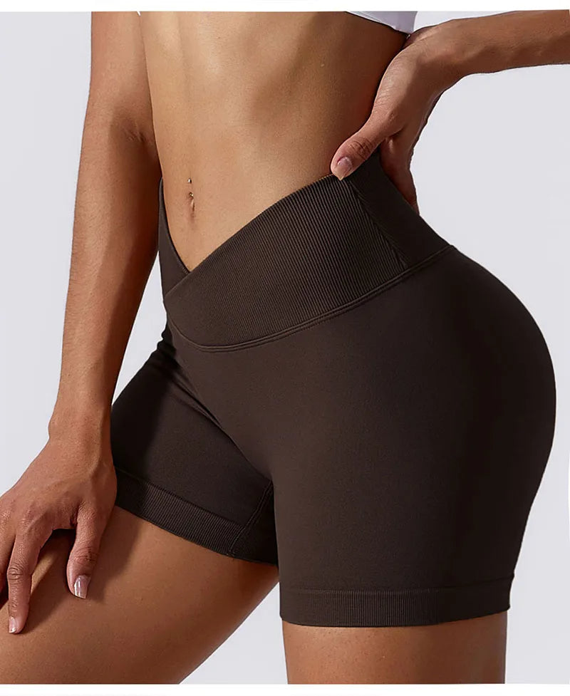 Tight Hip High-Waist Yoga Shorts – Seamless Quick-Dry Gym Tights for a Sculpted, Sexy Workout Look