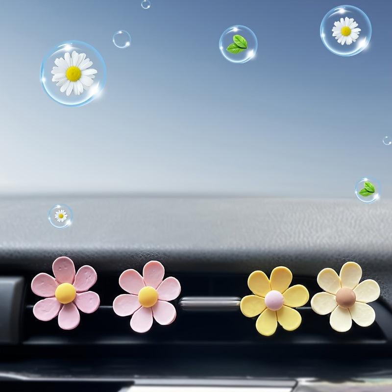 4pcs Car Air Vent Clip Aromatherapy, Cute Cartoon Flowers Shape Car  Air Freshener Fragrance Diffuser Car Interior Decorations Car Accessories Women