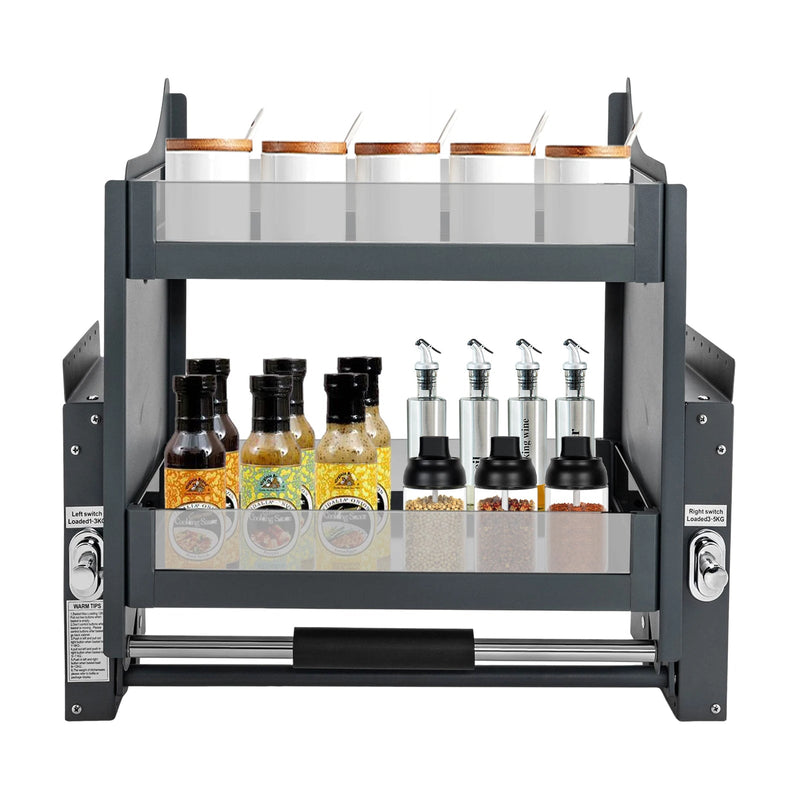 Space-Saving Pull Down Kitchen Shelf – 24" Cabinet Storage for Ultimate Convenience