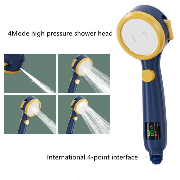 2022 Display LED Shower Head Water Adjustable Style 4Mode High Pressure Shower Head