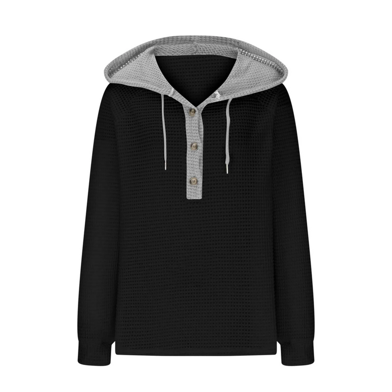 Casual Oversized Hooded Sweatshirt – Button Loose Round Neck Harajuku Streetwear for Sporty Comfort for Women