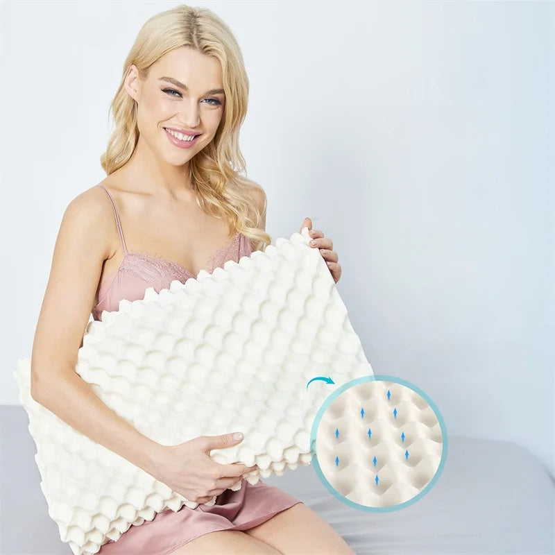Pure Natural Latex Cervical Pillow – Orthopedic Memory Foam for Deep Sleep & Mite Protection