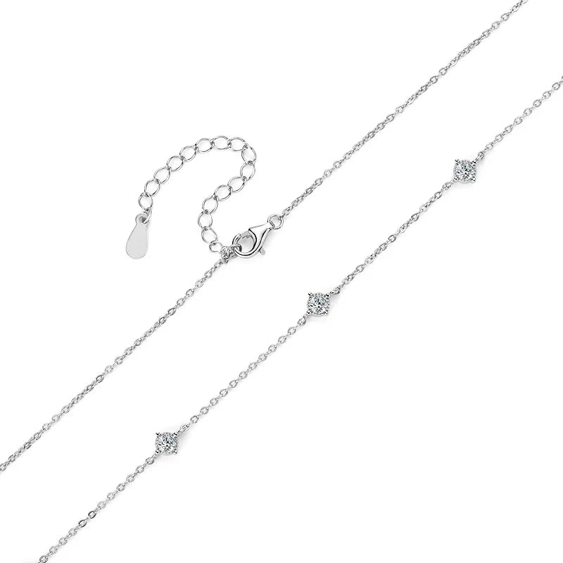 Fashion Round Moissanite Choker – 3mm 925 Sterling Silver Clavicle Necklace for Girls, Elegant Jewelry Gift
