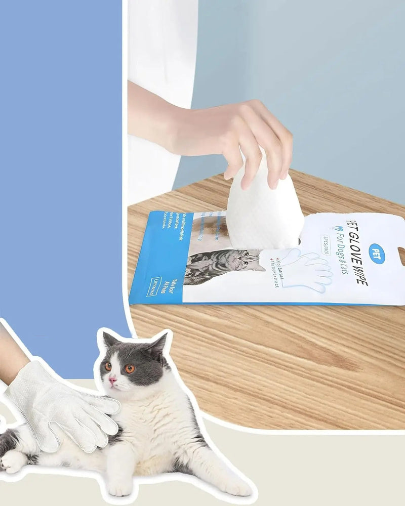 Pet Bath Gloves – Cleaning & Deodorizing Wipes for Dogs and Cats, Perfect Daily Grooming Tool for Pets