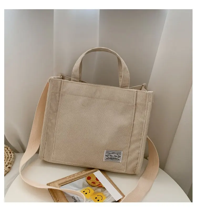 Corduroy Small Square Shoulder Bag – Trendy Women’s Large-Capacity Handbag, Ideal for Students, Shopping, Work & Travel