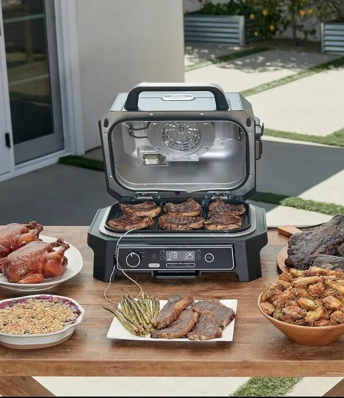 Outdoor Grill & Smoker – XL 4-in-1 Electric BBQ, Air Fryer & Bake Station